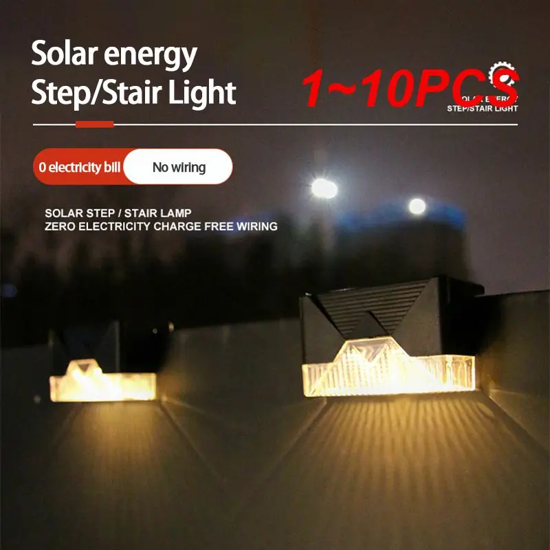 

1~10PCS Waterproof LED Solar Light Outdoor Lighting Lamp Terrace Cortyard Fence Step Floor Solar Lamp Garden Decorations Wall