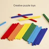 Wooden DIY Ice Cream Stick Puzzle Children's Rainbow Stick Thinking Puzzle Challenge Table Games Kids Montessori Educational Toy 6
