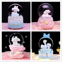 Crystal Ball Music Box Cartoon Sanrio Cinamonroll Birthady Gifts Glowing Snowflakes Music Box Home Decoration Desktop Ornament 1