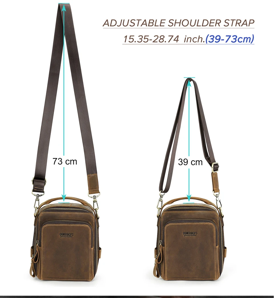 CONTACT'S Männer Kleine Umhängetasche Aus Echtem Leder Umhängetasche Messenger Taschen für 8,3'' iPad Mini Vintage Designer Handtasche Männlichen Tasche – Detail 8