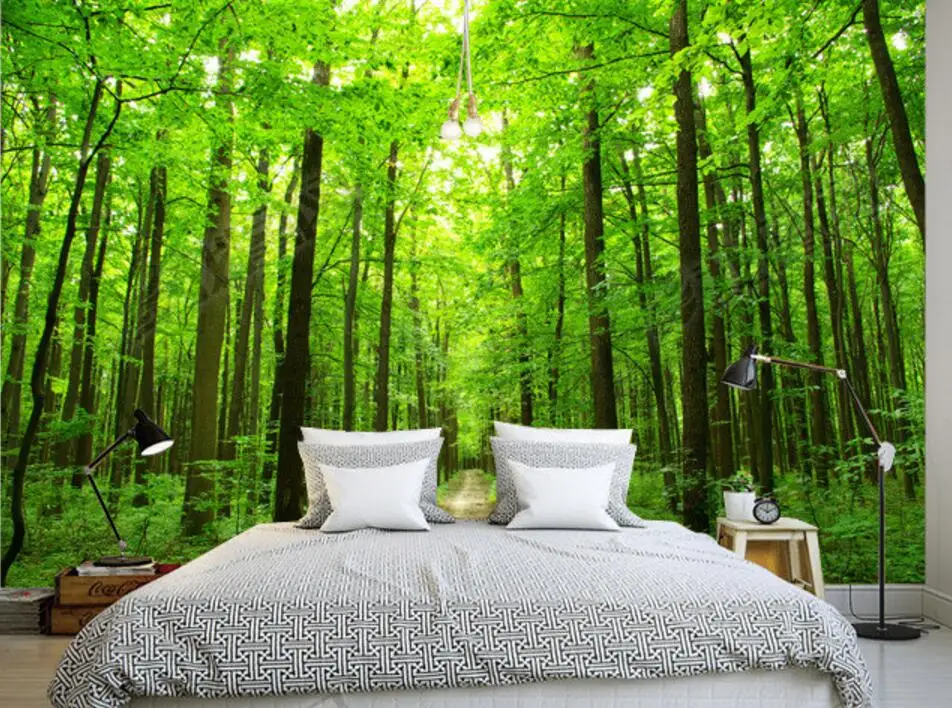 papier peint personnalisé avec forêt verte et grand fond décoration de paysage mur de fond