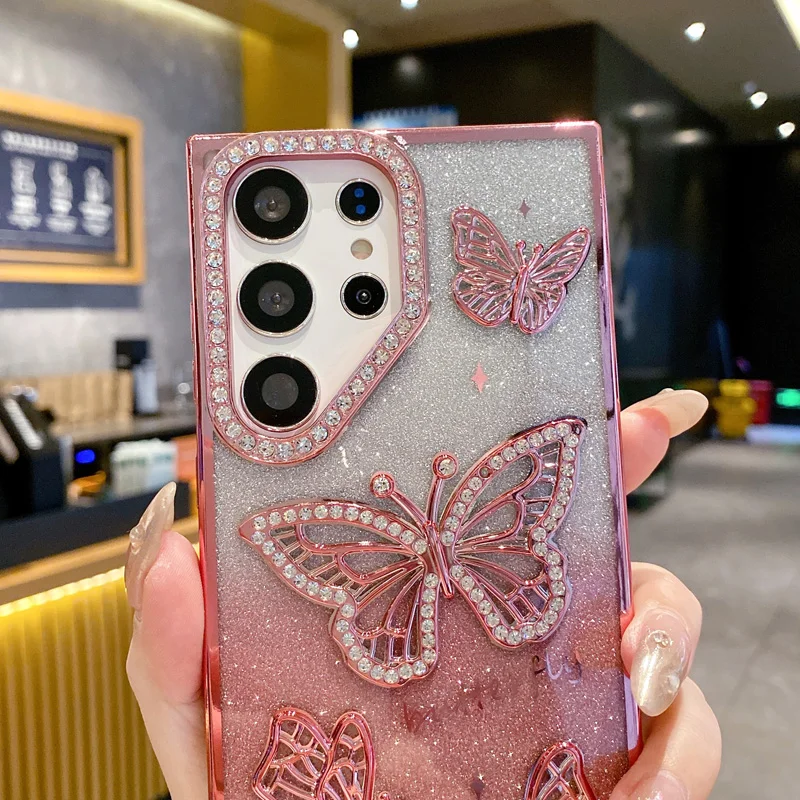 Butterfly Glitter Rhinestone Phone Case - Sparkling Back Cover