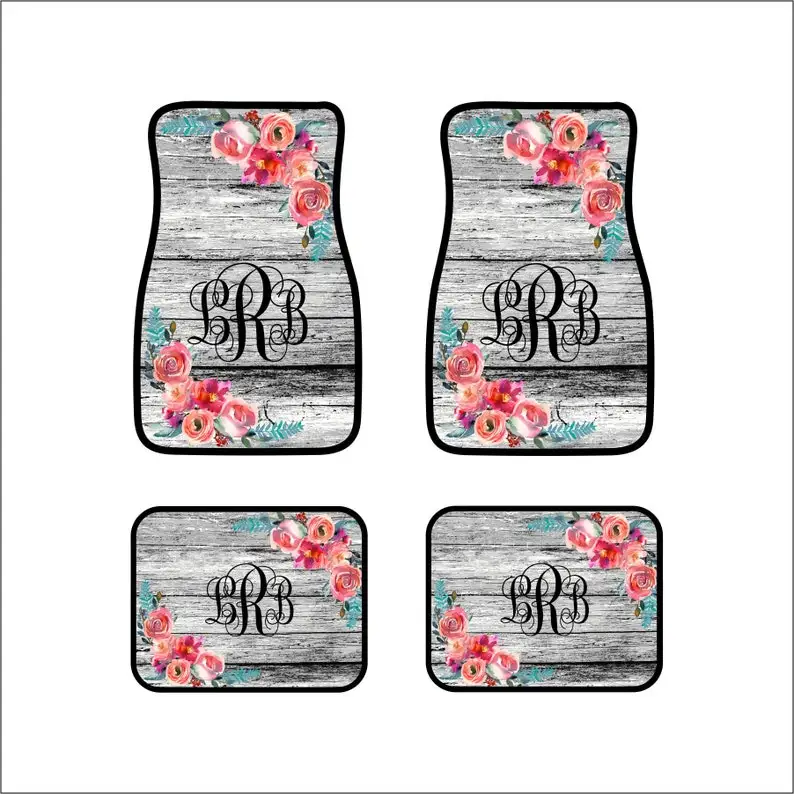 

Monogram Car Floor Mats Front Car Mats Rear Car Mat Custom Car Mats Personalized Car Gift Sweet 16 Gift Black White Rustic Wood
