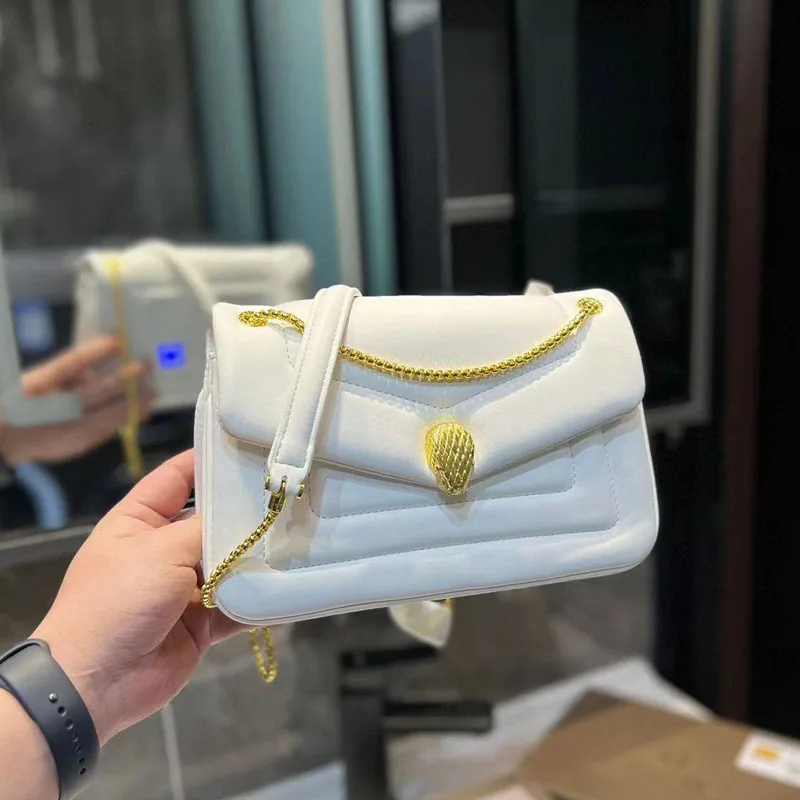 Luxury Brand Women's Shoulder Bag Crossbody Snake Head Button Clutche Y2k Chain Trendy Fashion Street Shooting Office Commuting