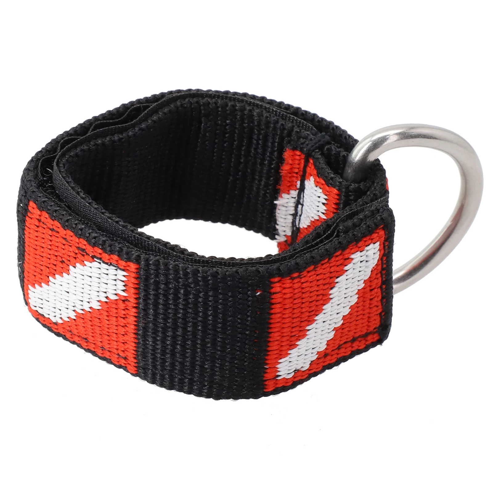 Diving Wrist Strap With Metal Webbing Band Beautiful Black Diving Flag Pattern Lanyard Nylon Stainless Steel D-Ring cantik unisex design quality knitted nylon belt black double ring buckle elastic woven jeans accessories 3 8cm width cbca146