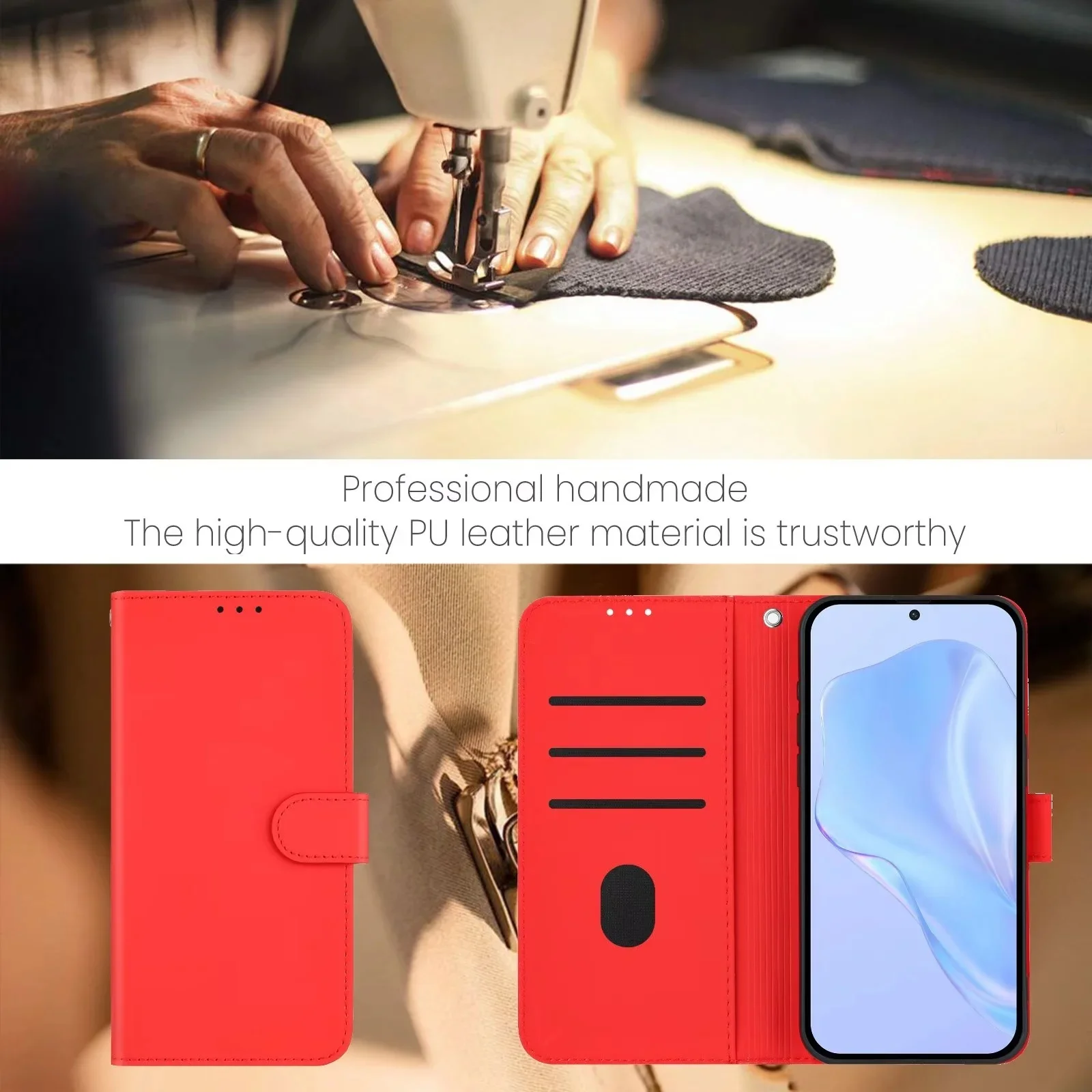 Luxury Flip Phone Case - PU Leather Wallet Cover with Holder