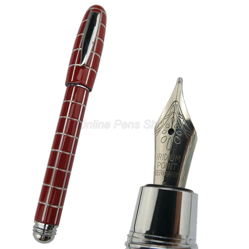 Fuliwen 2062 Resin Travel Short Pocket Portable Red Tiny Square Pen Fine Nib 0.5mm Fountain Pen Lattice Pattern Writing Pen