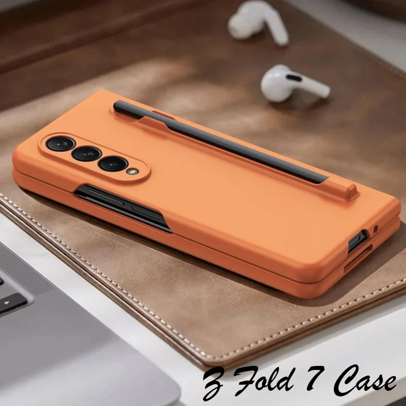 Premium Skin Feel Shockproof Phone Case with Pen Slot - Hard PC Protection Cover for Samsung Galaxy Fold Series