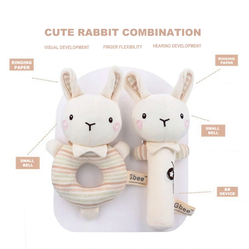 Newborn Baby Rattles Rabbit Bear Grab Ability Training Toys Infant Stroller Bed Hanging Bell Plush Dolls Baby Birthday Gift Toys