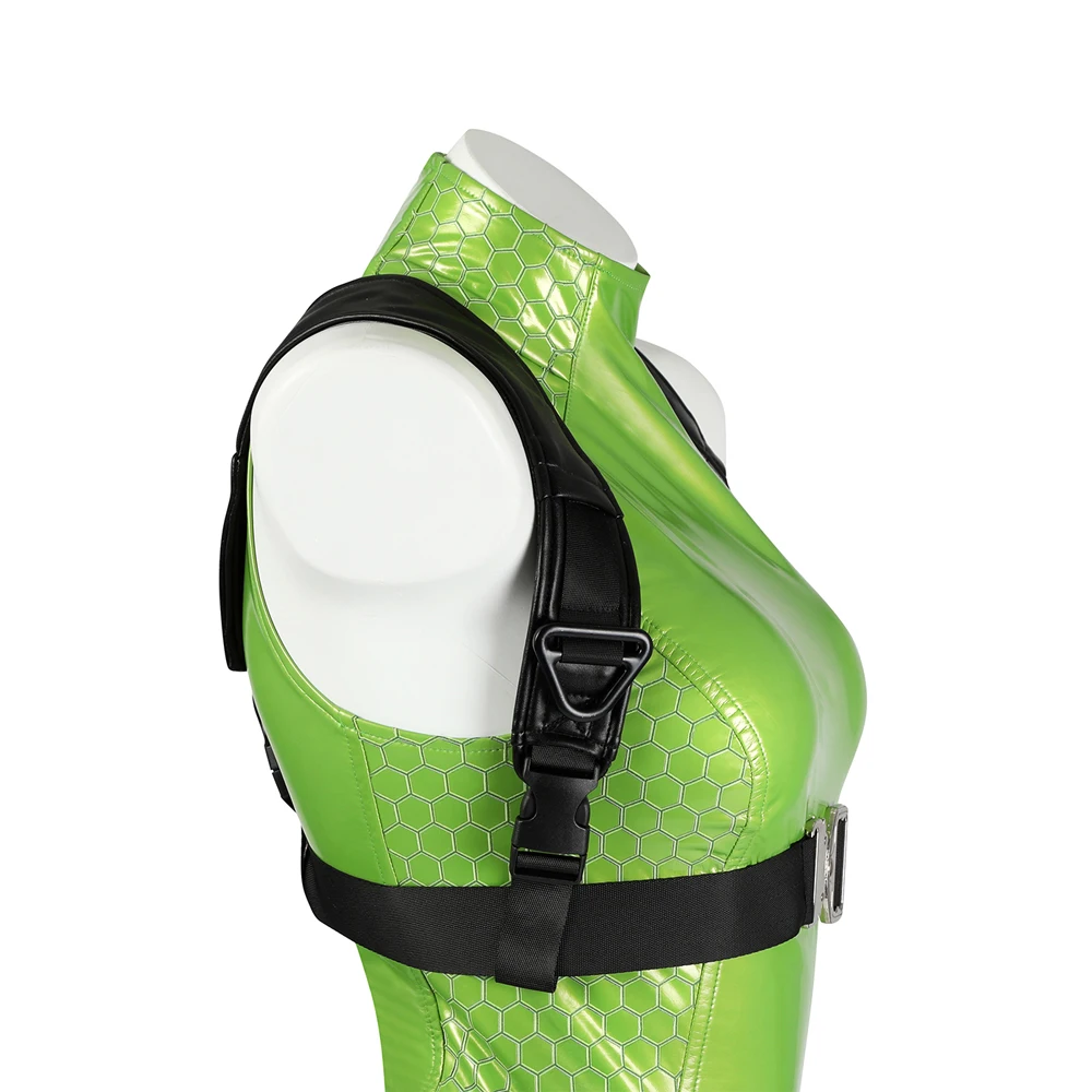 Super Sexy Cammy Cosplay Costume Street Fighter V 6 5 Sexy Green Bodysuit Leather Latex White Halloween Wig