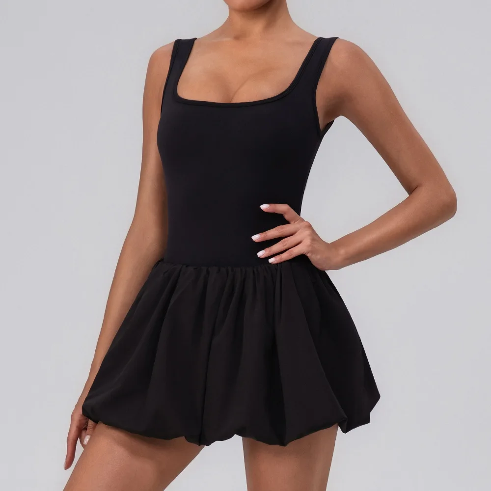 Women Gym Yoga Fitness Shorts Dress Fake Two-piece Pocket Tennis Dress Sports Tracksuit Female Workout Sportswear Tennis Mujeres
