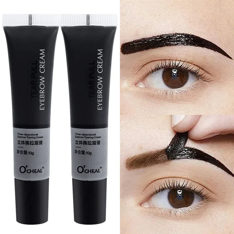 

4colors Peel-off Eyebrow Cream Waterproof Lasting Eyebrow Tattoo Tinted Tear Off Semi-Permanent Dye Eyebrow Enhancers Gel Makeup