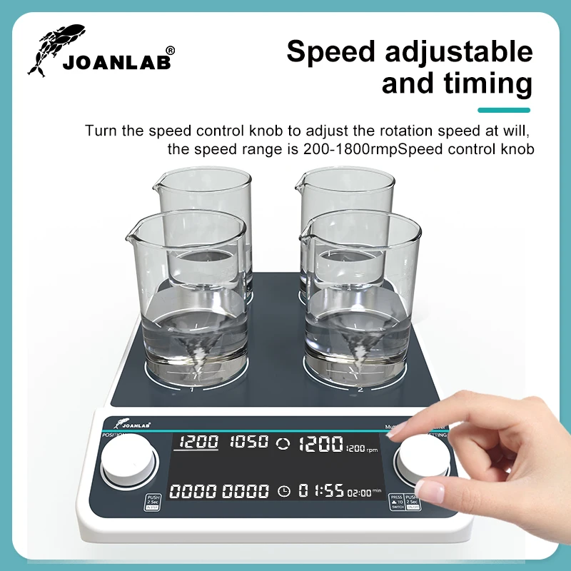 JOANLAB Multiple Magnetic Stirrer Digital Display Laboratory Stirrer Magnetic Mixer Four-station 500ml*4