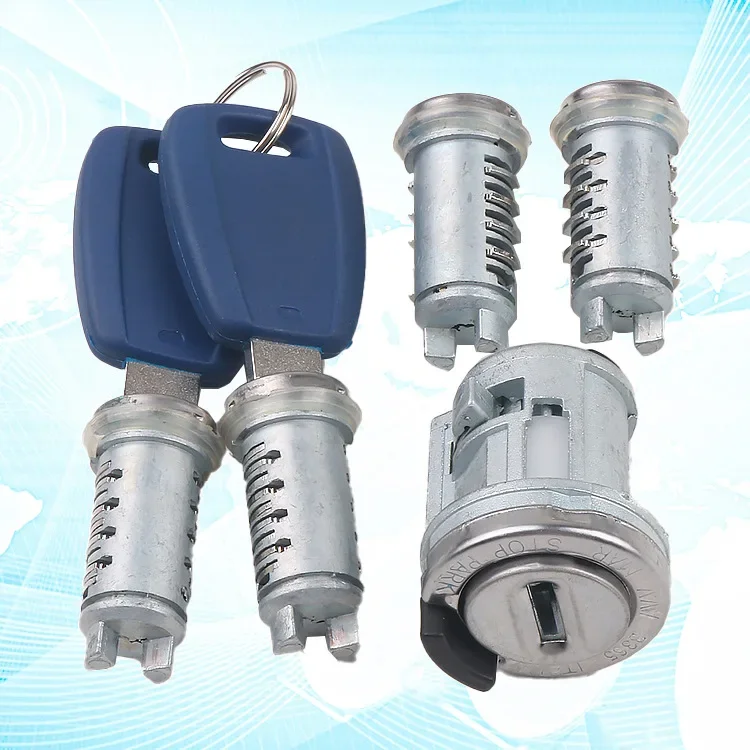 Full Set Of Car Lock Key For Fiat Flat Nose Key 5 Locks Car Ignition Lock Door Core Auto Set Chinese Mainland Origin