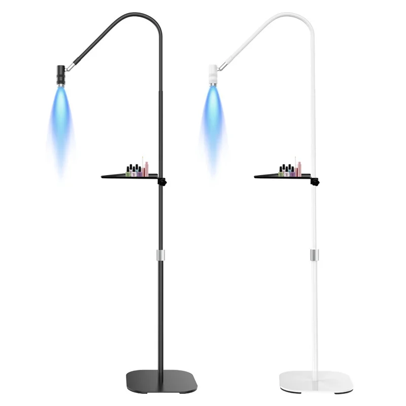 GX450U 전문 UV 속눈썹 램프 플로어 스탠딩 UV 라이트, 조절 가능한 구즈넥 조광 LED 속눈썹 라이트, 무료 커스텀 로고