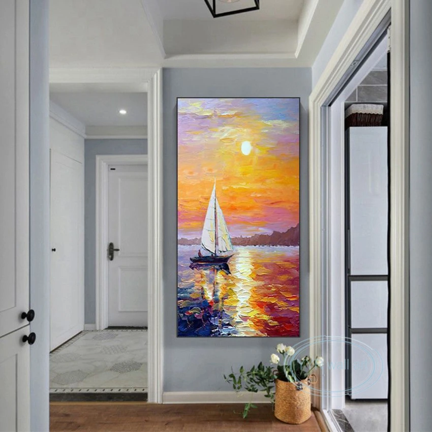 

Seascape Image Wall Poster Handmade Oil Painting Abstract Home Aesthetic Decor Mural Texture Canvas Living Room Bedroom Porch