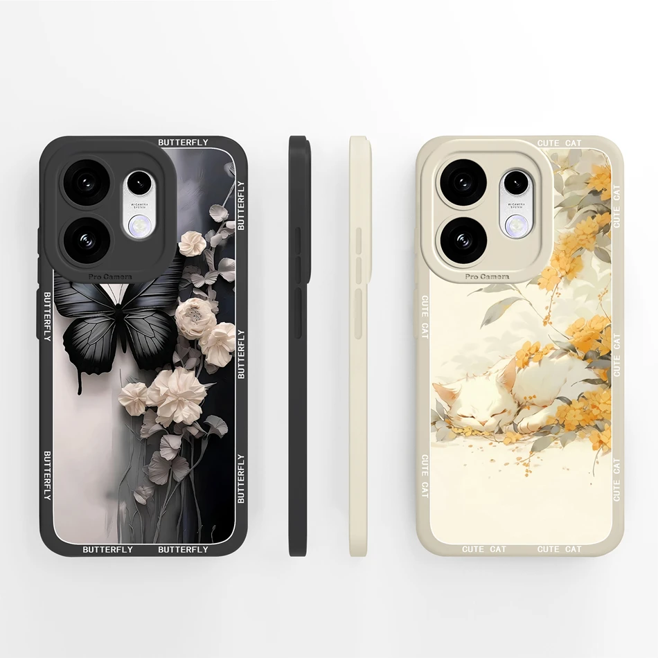Elegant Chinese Ink Floral Soft Silicone Phone Case - Full Coverage Bumper Protection