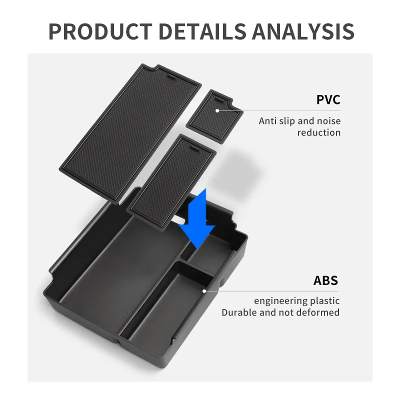 For BYD Shark 2024 2025 Center Console Armrest Storage Box Cup Holder Insert Car Tray Organizers Accessories Tidying Black 3