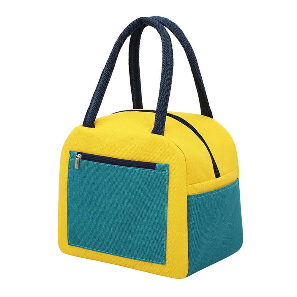 New Portable Lunch Bag Waterproof Thermal Insulated Canvas Tote Lunch Box Bento Pouch Dinner Insulation Bag Thickened