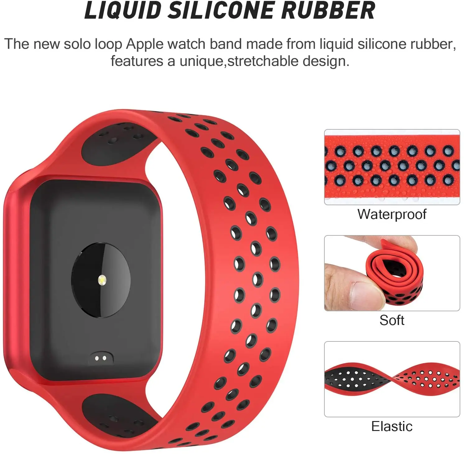 Silicone Solo Loop for Apple Watch Band 44mm 40mm 45mm 41mm 38mm