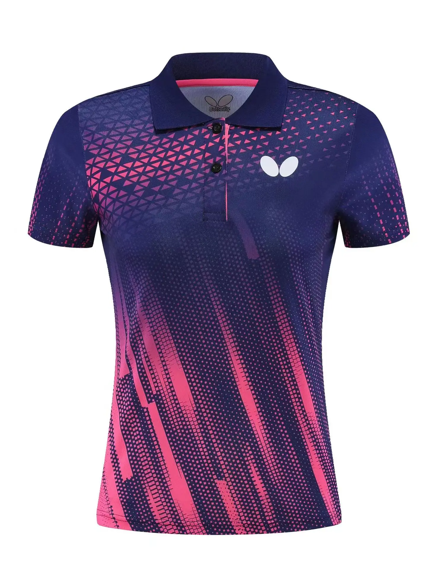 Camiseta de tenis de mesa de mariposa personalizada para hombres y mujeres, ropa de entrenamiento de bádminton, secado rápido, transpirable, cuello en V, Media manga