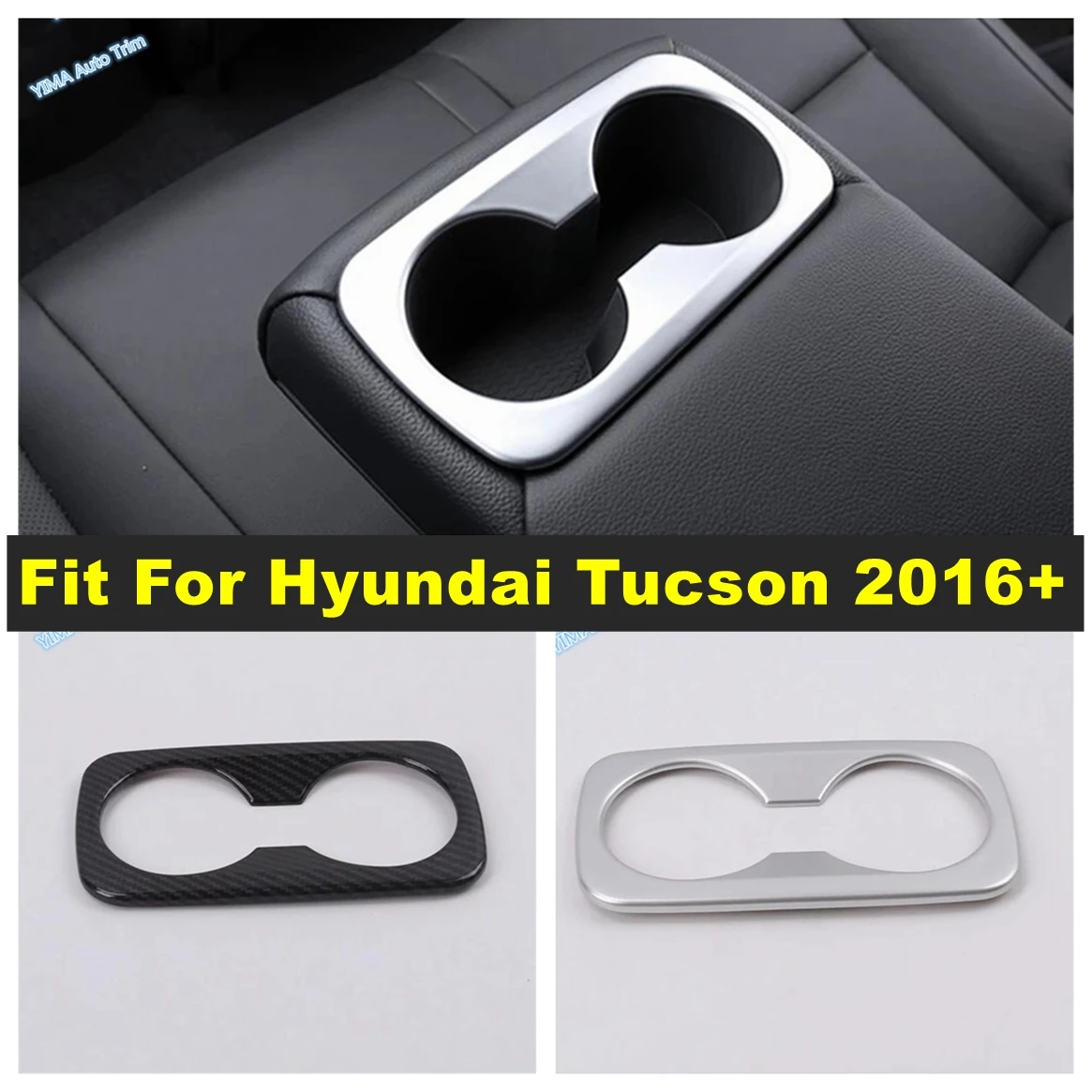 

Car Rear Seat Water Cup Holder Decoration Cover Trim For Hyundai Tucson 2016 - 2020 Matte / Carbon Fiber Interior Accessories