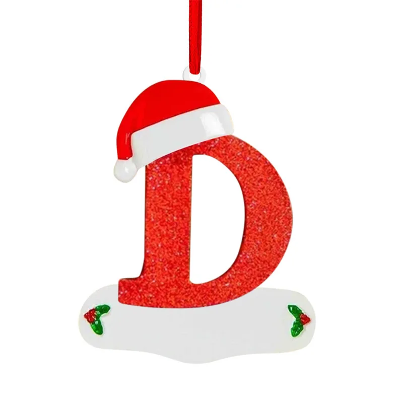 2024 Feliz Navidad 26 letras acrílico plano mixto personalizado sombrero rojo árbol de Navidad percha colgante ventana regalo de vacaciones de Año Nuevo