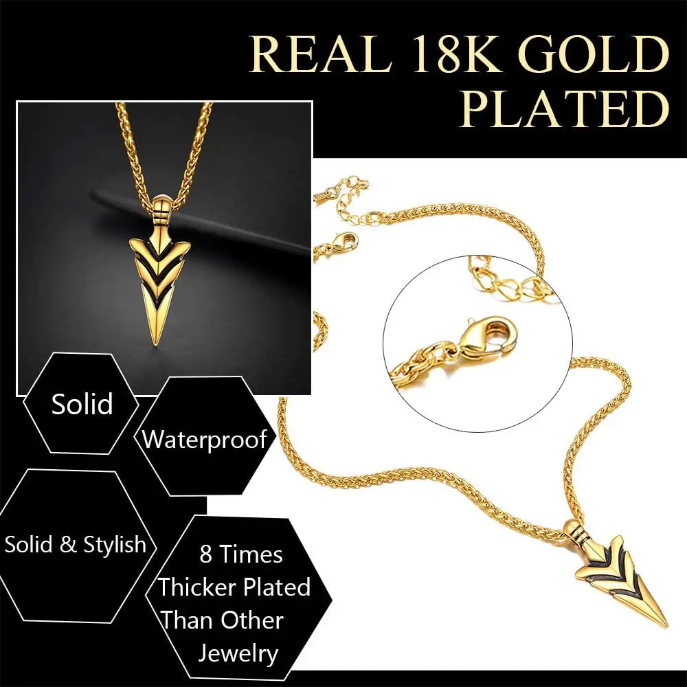 3-Piece Arrow Pendant Necklace Set - Gothic Punk Jewelry For Women & Men - View #4