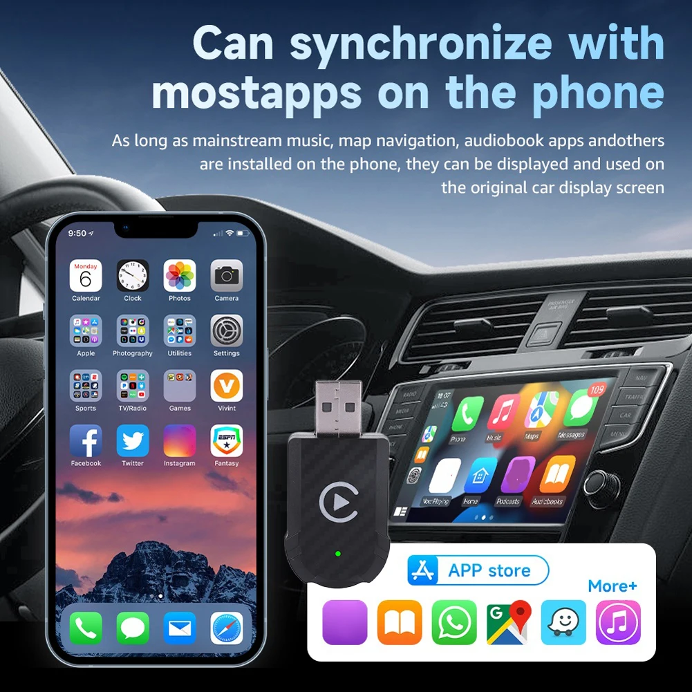 Wireless Carplay Android Auto Mini Adapter Bluetooth WiFi