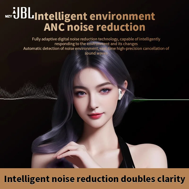 MzyJBL A8 프로 ANC 무선 이어폰, LED 스크린, 노이즈 캔슬링, 블루투스 5.4 헤드폰, 스포츠 이어버드, 마이크 포함, 안드로이드 iOS용
