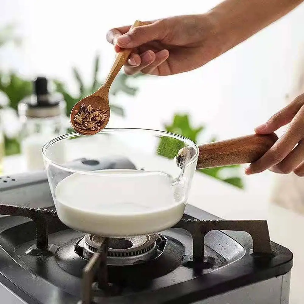 유리 요리 냄비, 우유 국수 냄비, 수프 주식 죽 냄비, 나무 손잡이, 불꽃 가열 주방 조리기구, 클레이 냄비