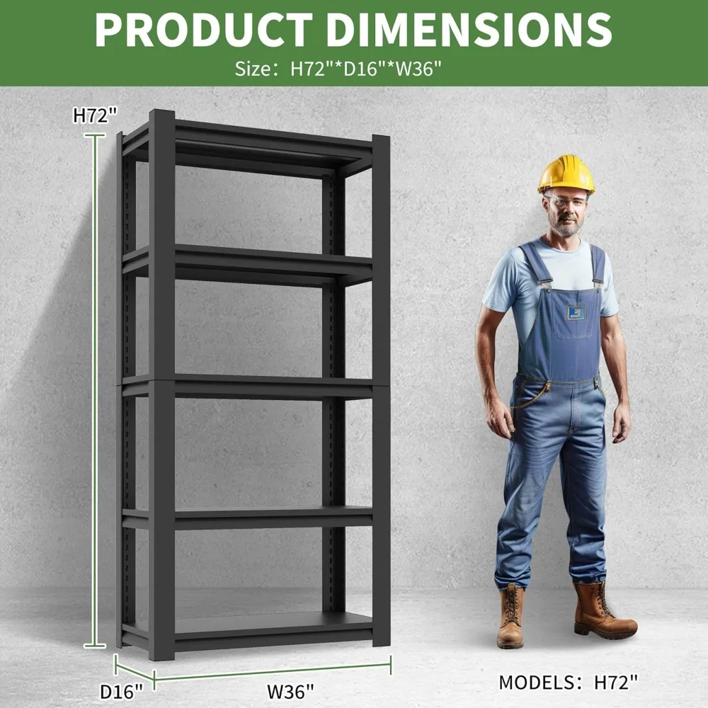 Garage Shelves, Heavy Duty, 2500Lbs 5 Tier Adjustable Garage Storage Shelves Suitable for Warehouse, Basement, Workshop, Kitchen 2