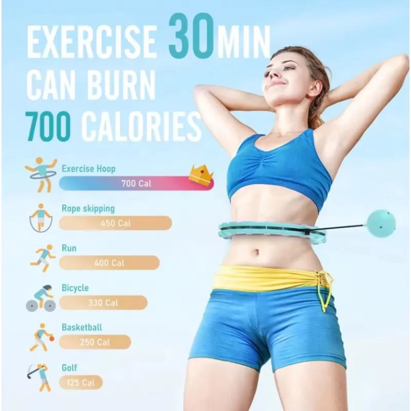 24 Node Smart Weighted Fitness Ring Detachable Fitness Hula Hoop Fat Burning for Slimming Weight Loss Exercise