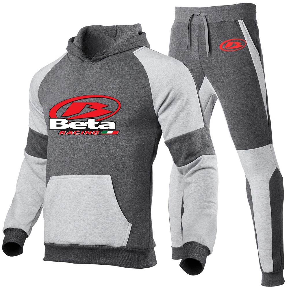 2024 Beta Racing Motocross Motorcycle New Autumn Men Comfortable Casual Joggers Hooded Sportswear Jackets Tricolor Splice Sets 5
