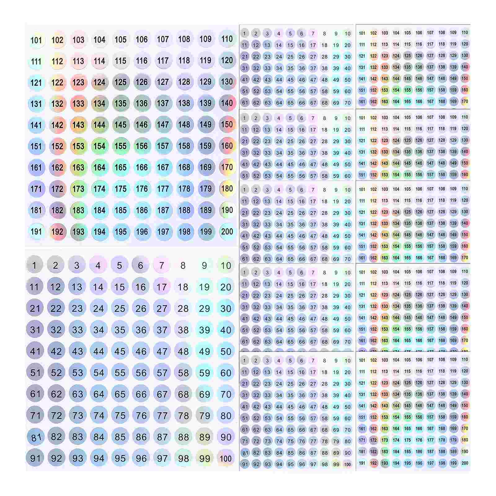 

20 Sheets Label Sticker Color Changing Round Number Stickers Office Labels Classification