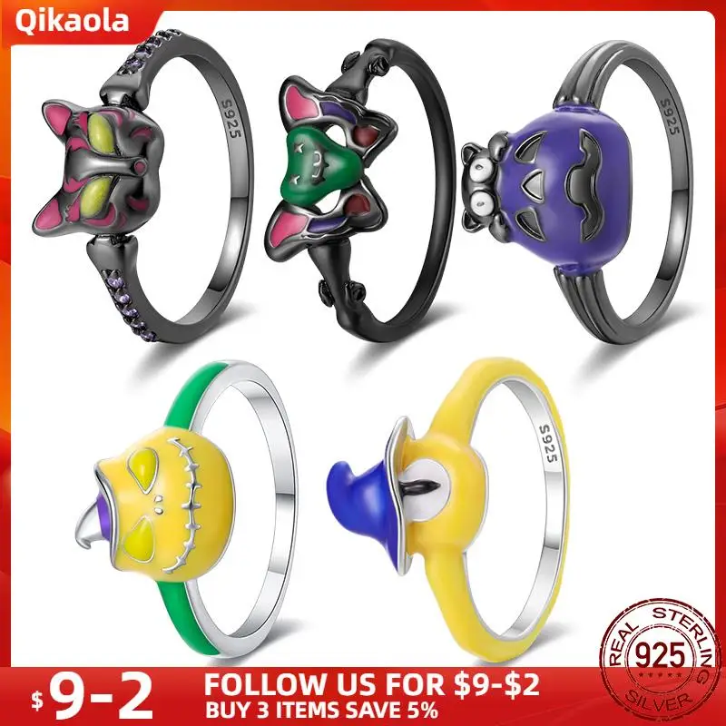

New in 925 Sterling Silver Halloween luminous series Rings For Women Witch Party Glow in the Dark Ring Making Jewelry Gift Party