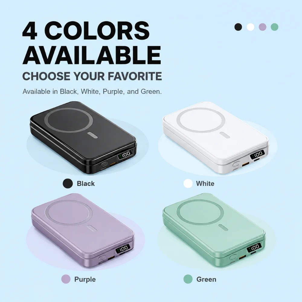 Magnetic Power Bank 20000mAh Large Capacity Wireless Fast Charging Suitable for IPhone Xiaomi Huawei Universal Mobile Power Bank - 4