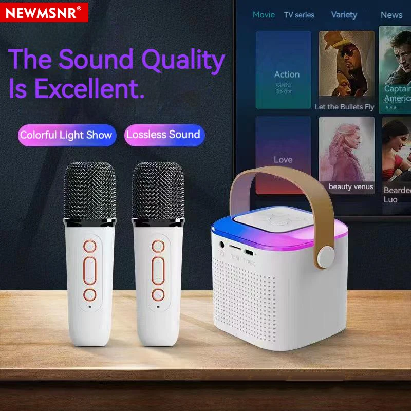 Karaoke Speaker New Mic Karaoke Machine for Adults and Kid Subwoofer Portable Bluetooth Speaker System with 1-2 Wireless Microphone Music Player