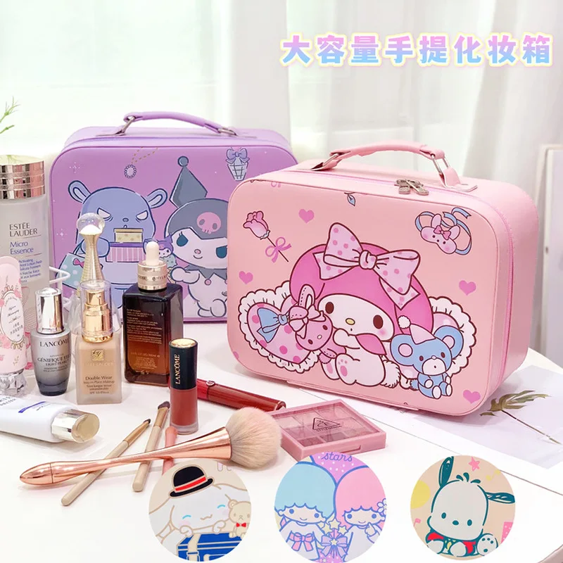 

Sanrio Cinnamoroll Pu Large Capacity Cosmetic Case Makeup Mirror Cartoon Desktop Large Capacity Cosmetic Portable Storage Box