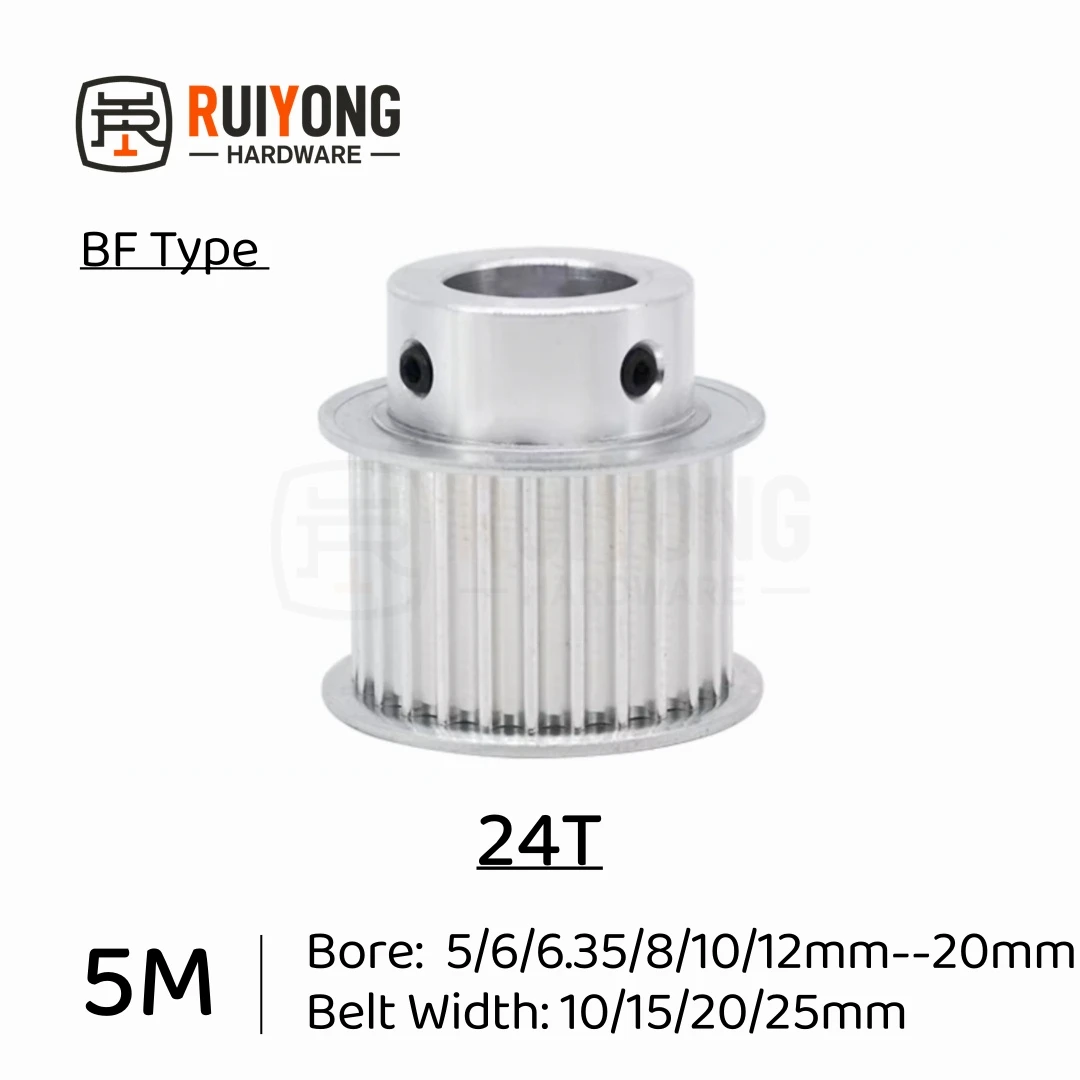 

HTD5M Timing Pulley 24Teeth BF Type Bore 5/6/6.35/8/10/12mm--20mm Belt Width10/15/20/25mm 3D printed parts 5GT