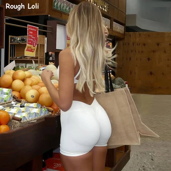 V Back Scrunch Shorts Women Mid-High Waist Band Seamless Yoga Shorts 4.5'' Workout Gym Booty Short 4 Way Stretch Sports Short
