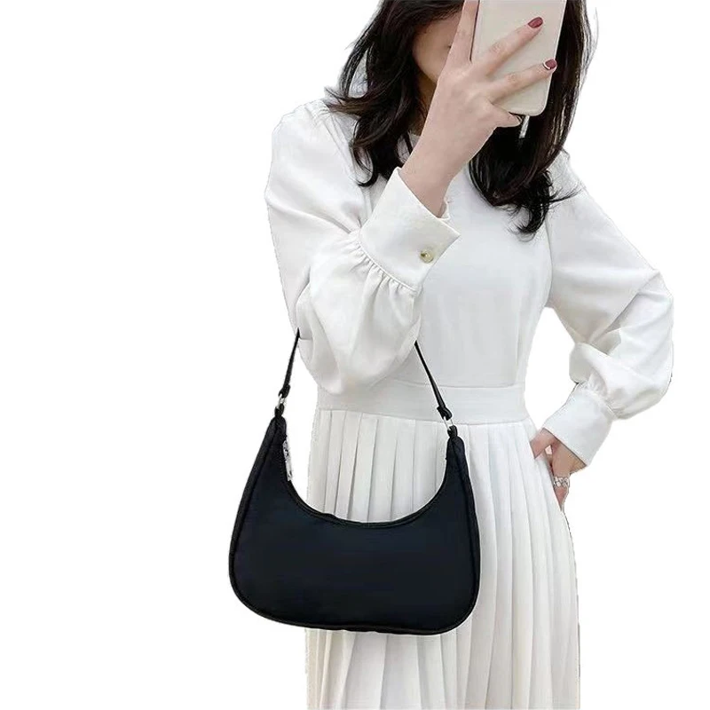 Shoulder Bag for Women Nylon Shoulder Bag Lady Underarm Bag Handbags Small Crossbody Bag for Office Party Shopping Travel