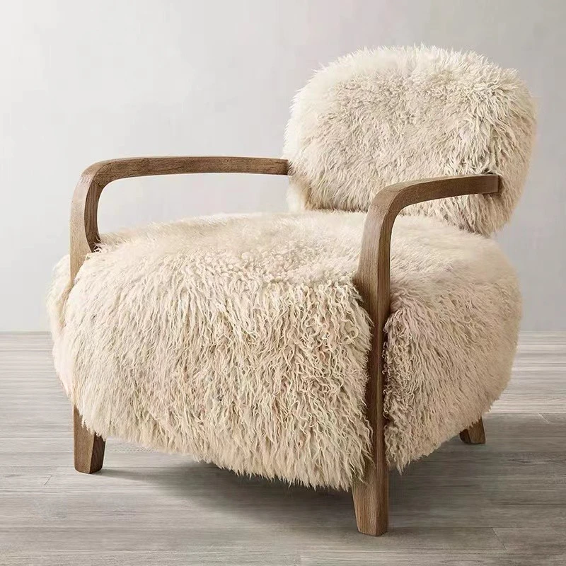 

Creative designer for living room, balcony, villa, lamb fur sofa, luxurious modern chair