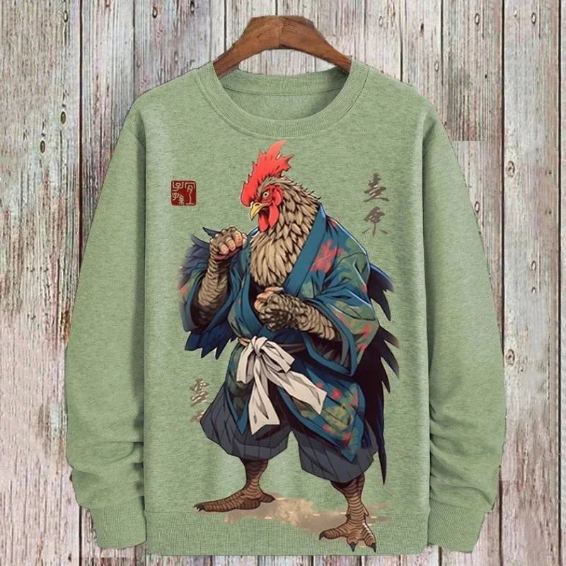 Suéter de invierno para hombre con estampado 3D de animales y pollos, moda urbana, hip hop, deportes, ocio, cuello redondo, jersey para hombre