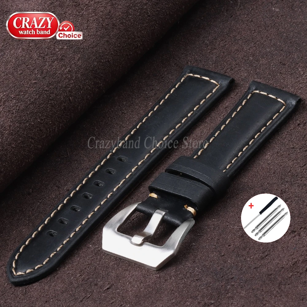 Calfskin Leather Sport Watch Band - Crazy Horse Finish, Universal Fit