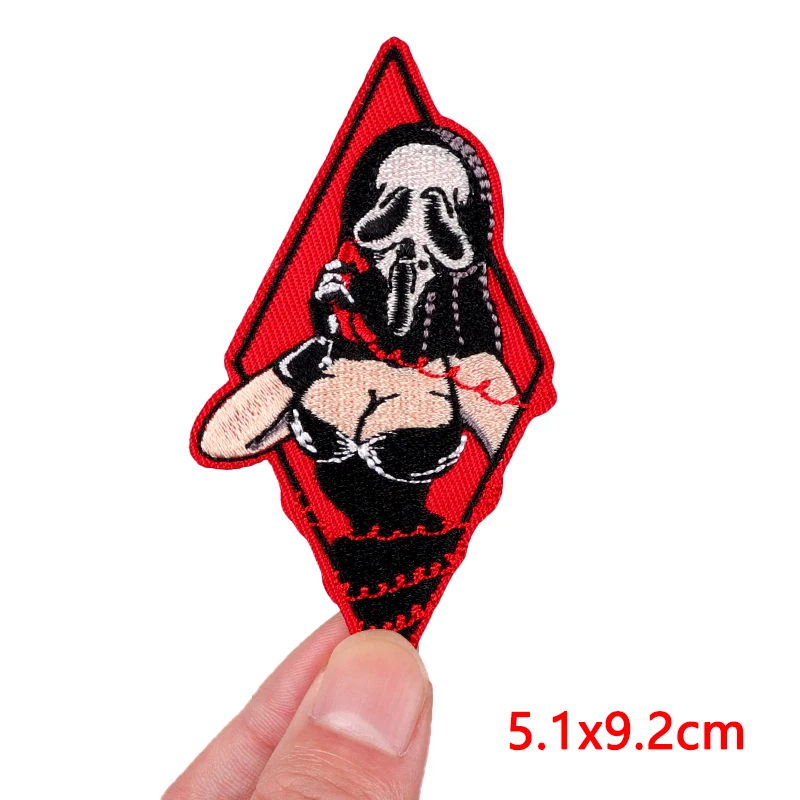 Embroidery Patch DIY Punk/Skull Embroidery Patch Iron On Patches For Clothing thermoadhesive Patches On Clothes Sewing Badges