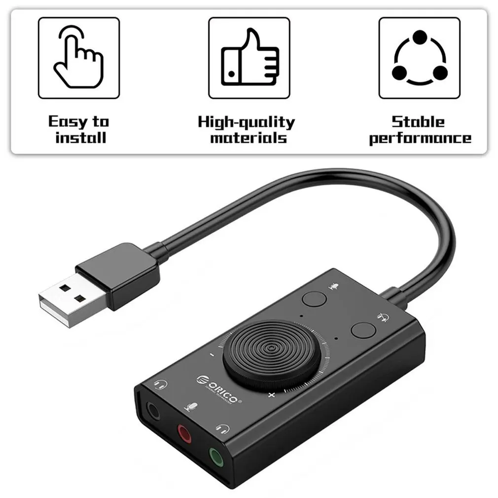 USB 외장 사운드 카드, 3 포트 마이크 출력 볼륨, 드라이버 없음, USB 어댑터, 휴대용 이어폰 컨버터, 빠른 배송, 신제품
