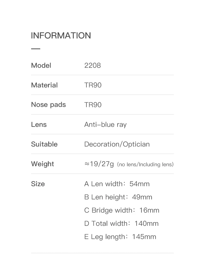 VICKY Simple Design Fashionable Large Frame Anti-Blue Light Glasses Women's Reading Glasses Customizable Prescription PFD2208
