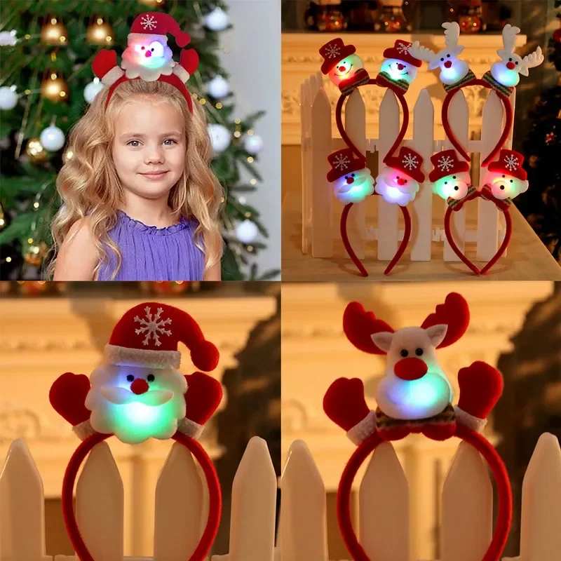 Hair headband hair accessories Christmas headband Santa Claus elk antlers reindeer headband Cosplay ears Led glowing ornaments party Christmas
