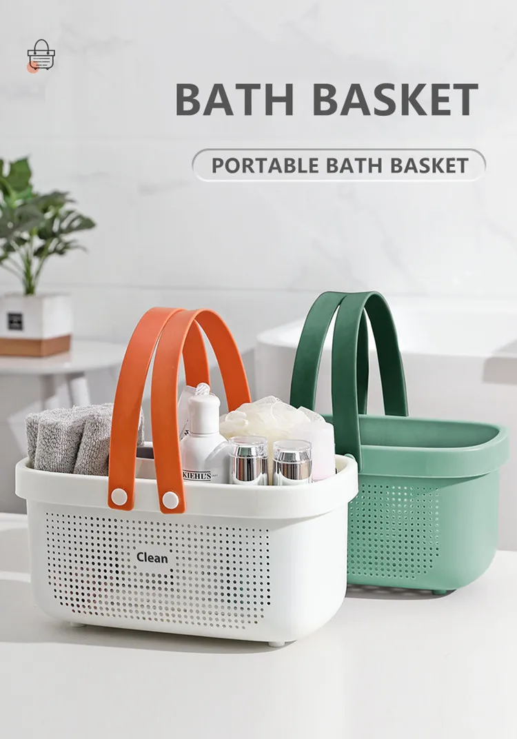 Bath Drain Basket Portable Storage Shower Caddy Tote Rattan Plastic  Bathroom Organizer Cosmetic Wash Handle Box - AliExpress